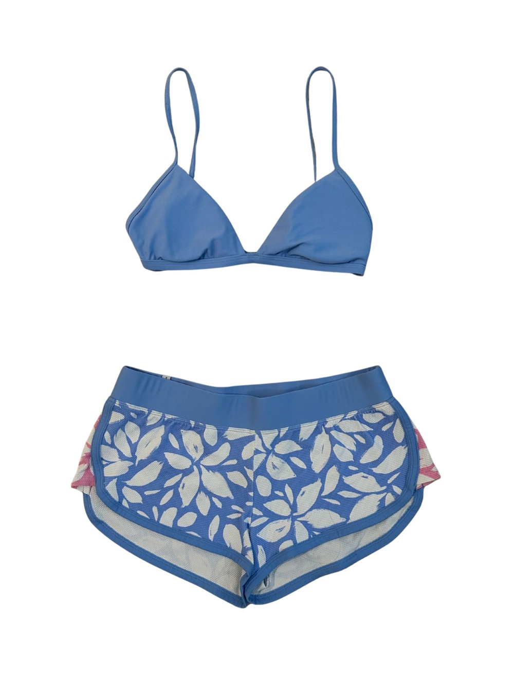 Body Glove Blue Bikini Top with Matching Floral Swim Shorts